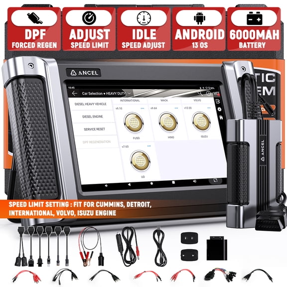 ANCEL HD8000 Diesel Heavy Duty Truck Scanner All System Commercial OBD2 Diagnostic Tool DPF Regen