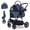 Blue, variant on LINLUX Pet Stroller w/ 4 Wheels, Foldable Puppy Strollers for Dogs Cats, Iron Pet Carrier 50 lbs, Gray