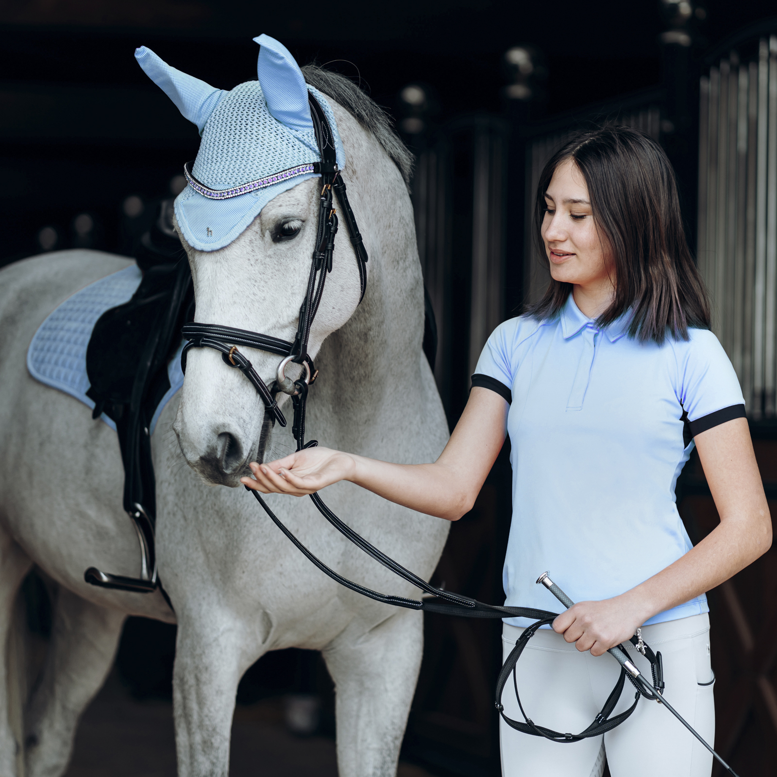 HORZE Laura Kids' Equestrian Moisture Wicking Short Sleeve Training Shirt with Mesh