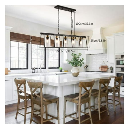 

ChicCrest Farmhouse Wood Chandelier Pendant Light Fixture Ceiling Lamp Kitchen Island Home
