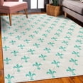 thumbnail image 3 of Fleur De Lis Decorative Rug, Repeated Abstract Floral Old Antique Royal Forms in Checkered Effect, Quality Carpet for Bedroom Dorm and Living Room, 6 Sizes, Seafoam Coconut, by Ambesonne, 3 of 4