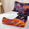 thumbnail image 4 of Manfei Fashion Music Bear Twin Quilt Set, Disco Party Twin Coverlet Set, Dark Purple Burgundy, Black Reversible, 2pcs, 1 Bedspread and 1 Pillowcase, 4 of 7