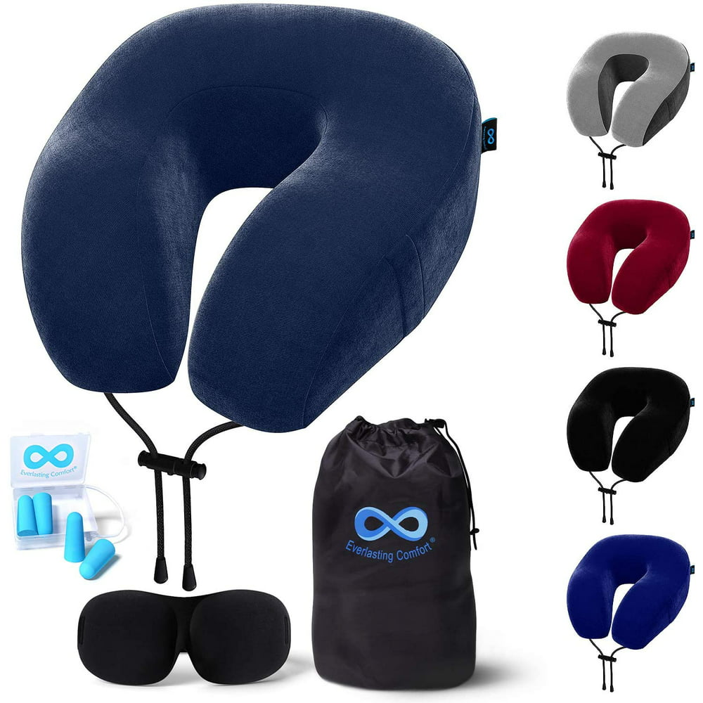 travel neck pillow and eye mask set
