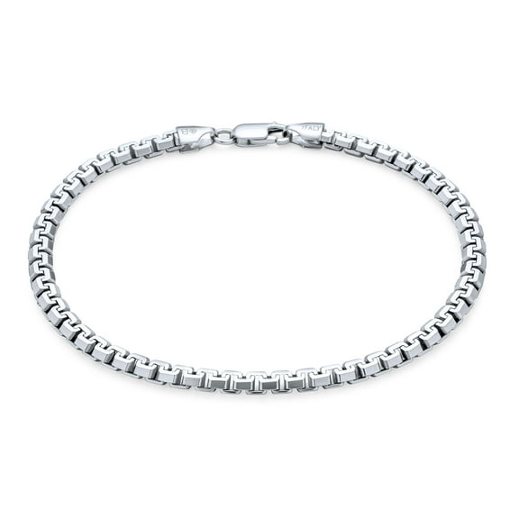Bling Jewelry Mens Men's Heavy Franco Square Chain Link Bracelet Rhodium Silver 8-9 Inch