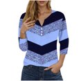 thumbnail image 1 of Blusas de Manga Corta para las Mujeres Impresas 3/4 Manga Cuello Redondo Blusa Casual, Ligero Diario Superior, 1 of 5