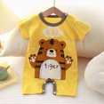 thumbnail image 2 of KPOPLK Baby Boy Romper Short Sleeve Bear Print Crew Neck Cotton Onesie Jumpsuit PJM Sleepwear Bodysuit 3-18M Size 6-9 Months,Light Yellow, 2 of 7