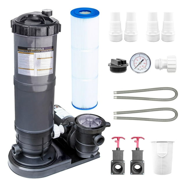 Swimline HYDROTOOLS 50 Sq Ft Cartridge Above Ground Pool Filter Pump System