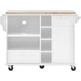 thumbnail image 6 of Kitchen Island Cart With Storage Cabinet And Two Locking Wheels,Solid Wood Desktop,Microwave Cabinet,Floor Standing Buffet Server Sideboard For Kitchen Room,Dining Room,, Bathroom(White), 6 of 9