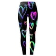 thumbnail image 3 of Fsqjgq Valentine's Day Leggings for Women Colorful Love Heart Print Yoga Pants Seamless Running Tights High Waist Workout Leggings L, 3 of 4