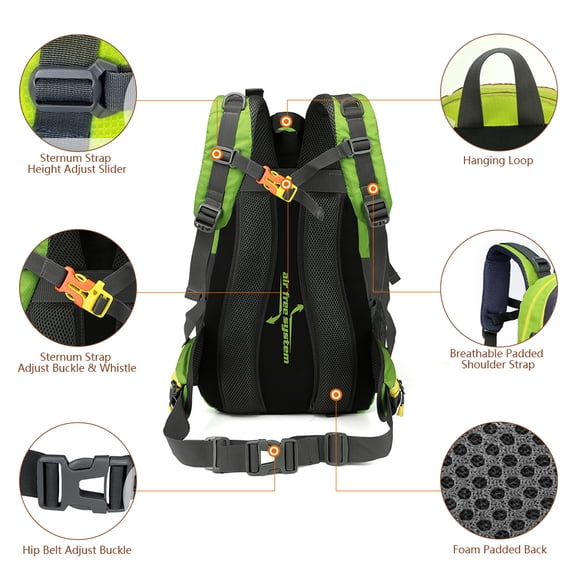 Sac à Dos, Résistant à l'Eau Camp 40l Résistant à l'Eau Escalade Hommes Femmes Résistant Randonnée Camping Ordinateur Portable Escalade Huiop Qudai