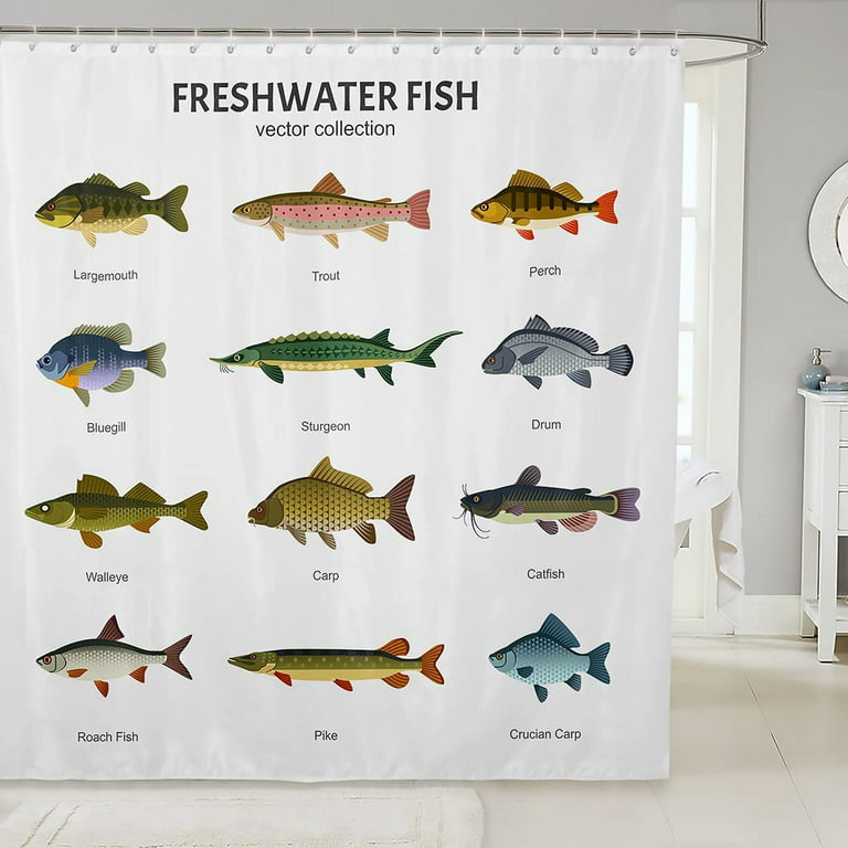 Fish Shower Curtain For Kids Boys Girls
