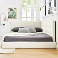 thumbnail image 3 of Full Size Upholstered Tufted Floor Bed Frame, Sofa Bed Frame with Comfortable Backrest and Armrests,Velvet Platform Bed for Bedroom, Living, Recreation Room,No Box Spring Needed (Beige, Full), 3 of 9