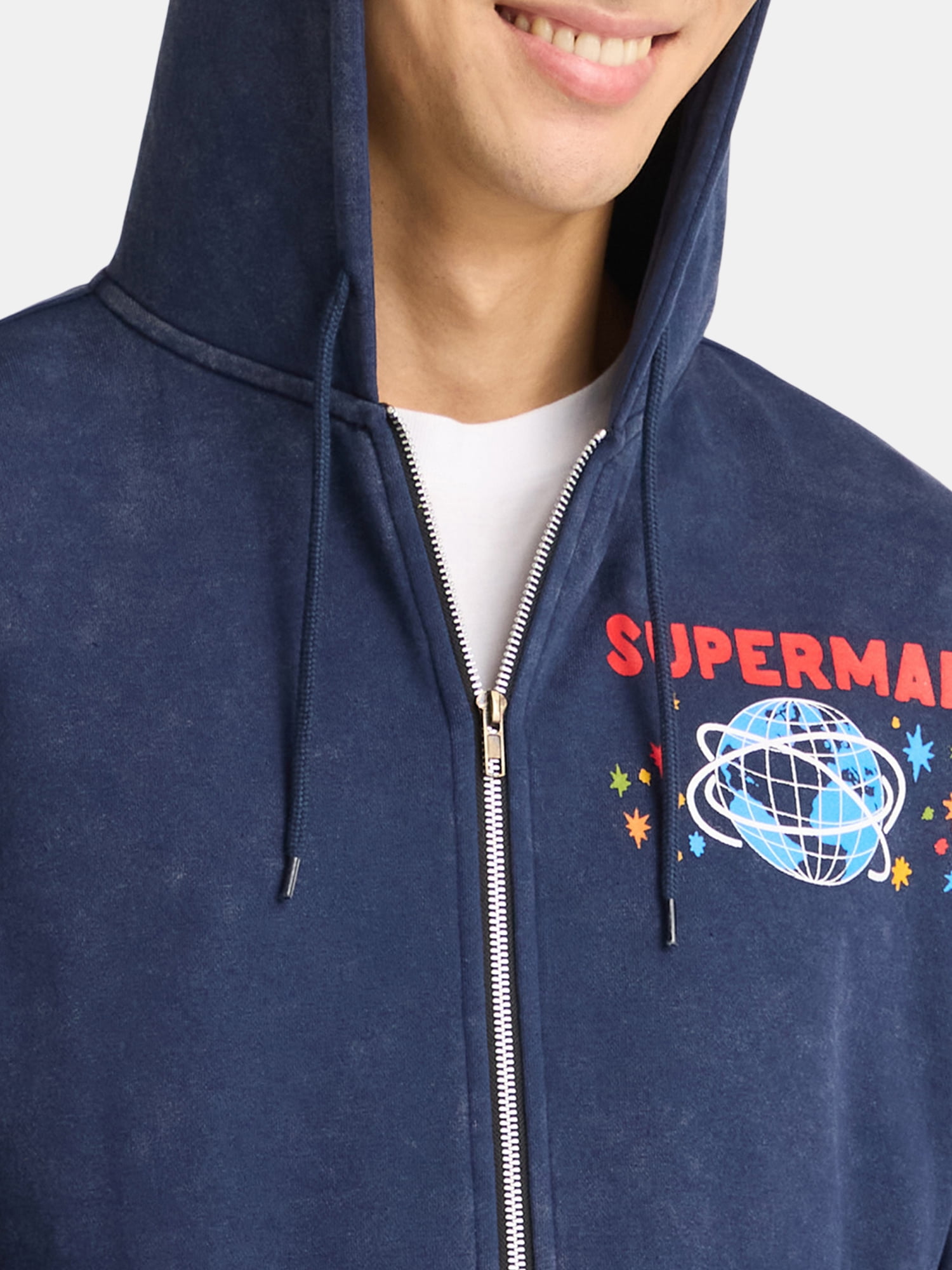 Superman Men's and Big Men's Mineral Wash Graphic Zip Hoodie, Sizes S-3XL