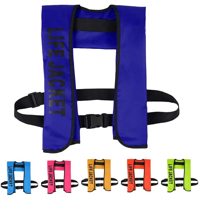 Life Jacket, Automatic Inflatable Life Jacket Vest, Adult Life Vest Water Sports Fishing Kayak Boating Jacket Life Jacket, Automatic and Manual Fast Inflation in 3-5 Seconds, CE Approved,Manual,Blue