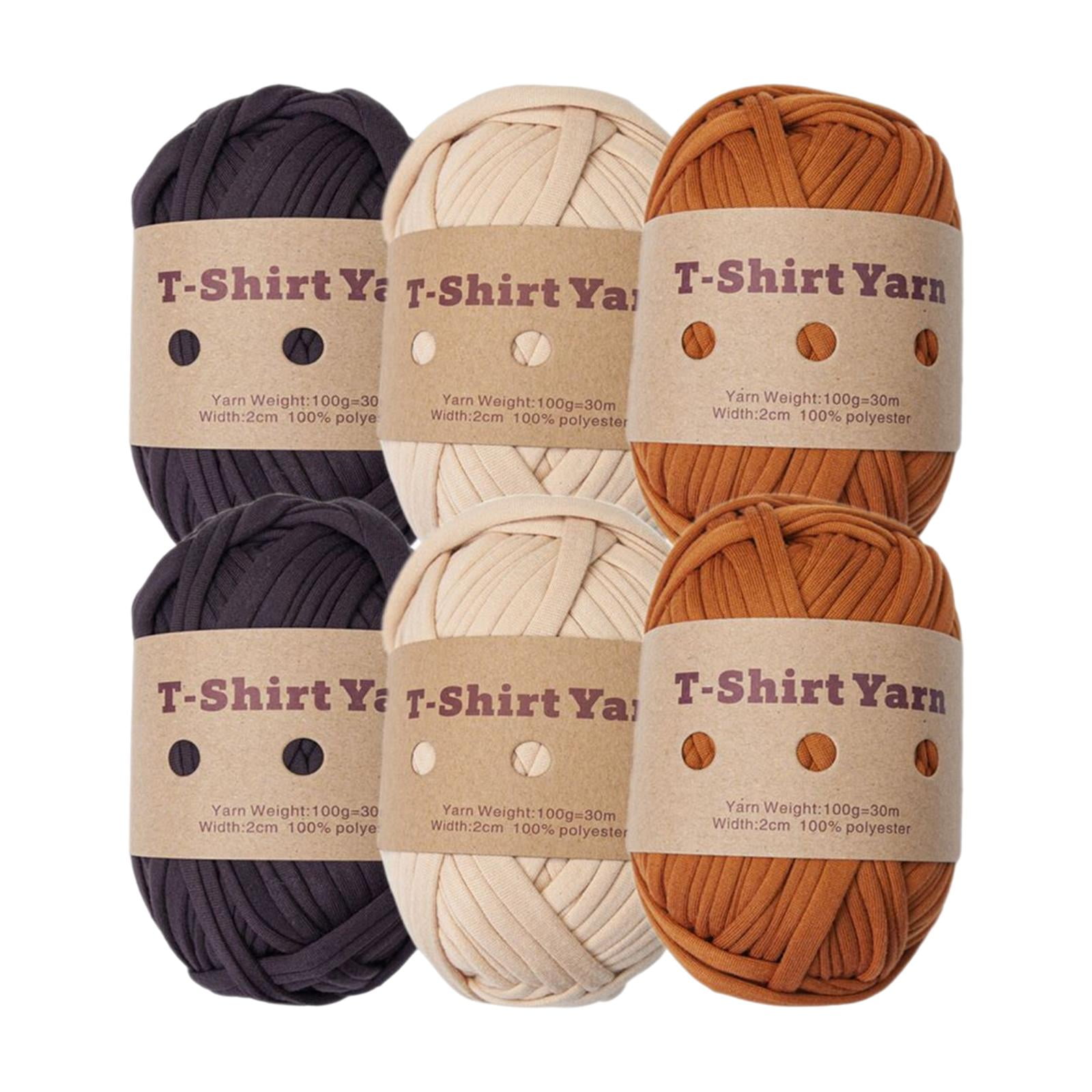 6Pcs Knitting Yarn T-shirt Yarn Chunky Yarn Spaghetti Yarn for Throw Blanket Craft , Set A