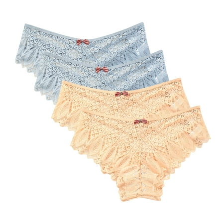 Arnsht Sexy Cheeky Panties for Women Mesh Seamless Lace Criss Cross Bikini Underwear Breathable Wicking Briefs 4 Packs Multicolor#27 XXL