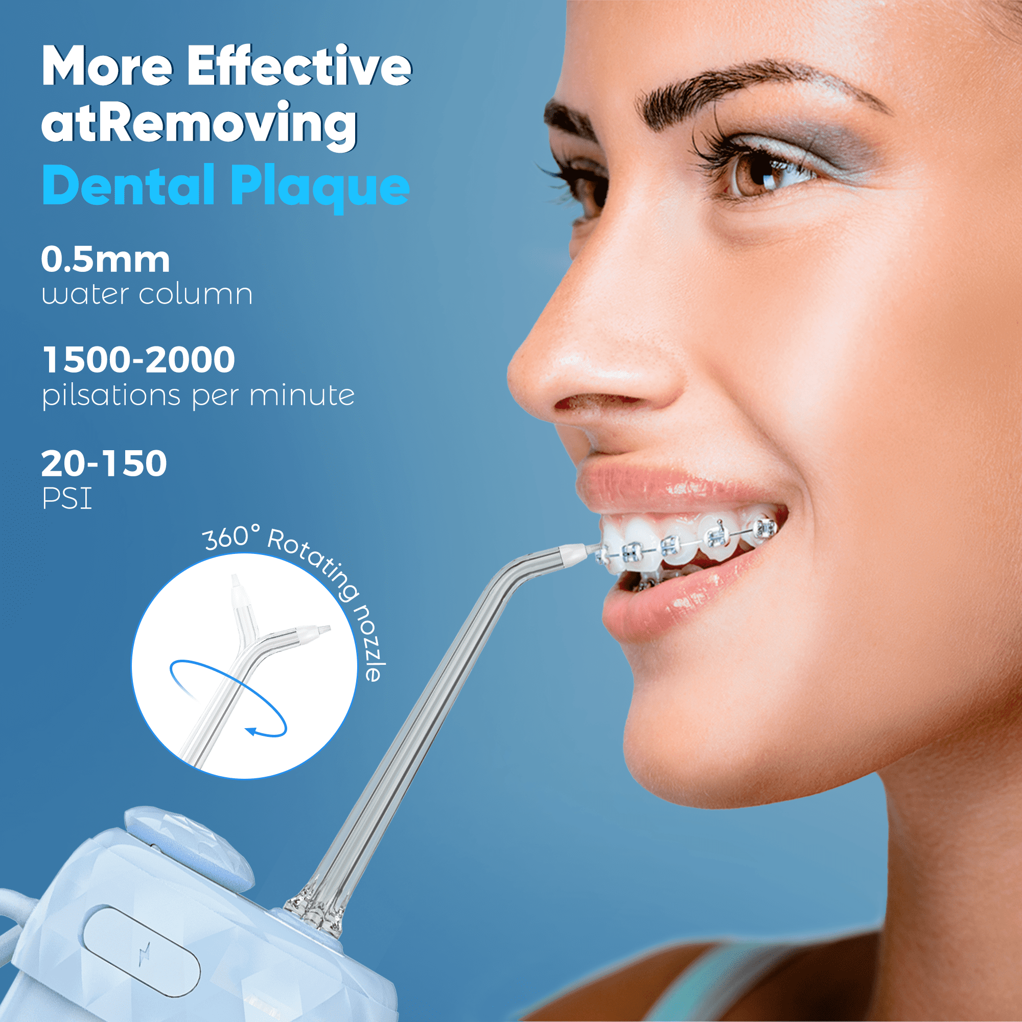 VIIWII Portable Water Flosser for Teeth - Mini Cordless Rechargeable, 4 Modes, IPX7 Waterproof, 200ML Tank, Oral Irrigator,Blue