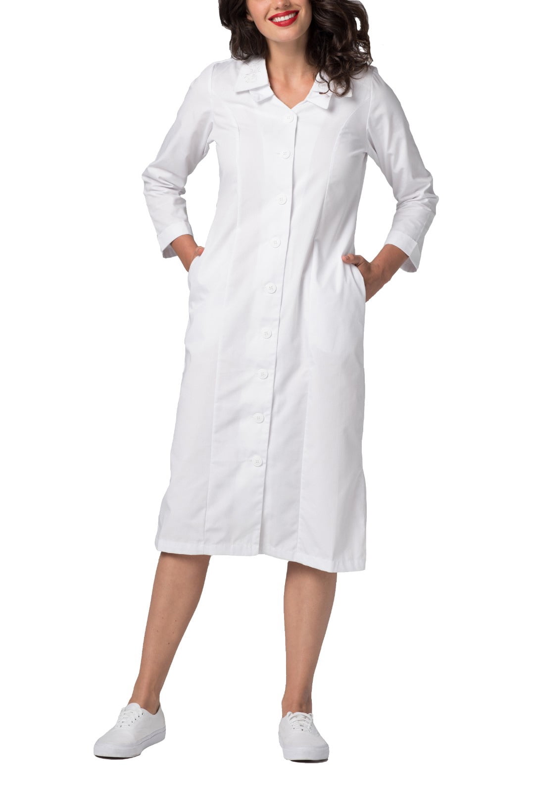 Adar Adar Universal Scrub Dress For Women Embroided Collar Dress