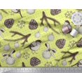 thumbnail image 2 of Soimoi Yellow Modal Satin Fabric American Robin, & Baubles Christmas Print Sewing Fabric BTY 42 Inch Wide, 2 of 3