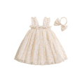 thumbnail image 1 of Faithtur Robe pour Filles en Dentelle Brodée/motif Fleuri Robe Cami Sans Manches Vêtements d'Été Décontractés Robe de Princesse avec Bandeau, 1 of 9