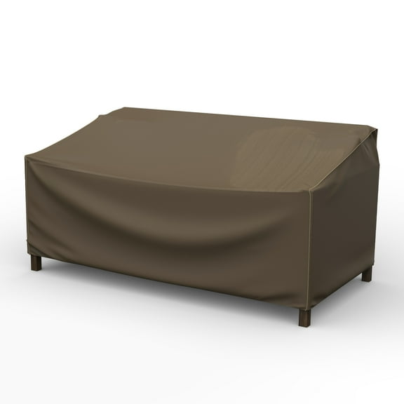 Budge Medium Black and Tan Patio Loveseat Cover, StormBlock Hillside