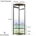 thumbnail image 3 of Corner Coat Rack with 3 Storage Shelves, Hall Tree with Hanging Rod & 6 Double Hooks, Corner Entryway Organizer for Shoes, Clothes & Hats, 3 of 5