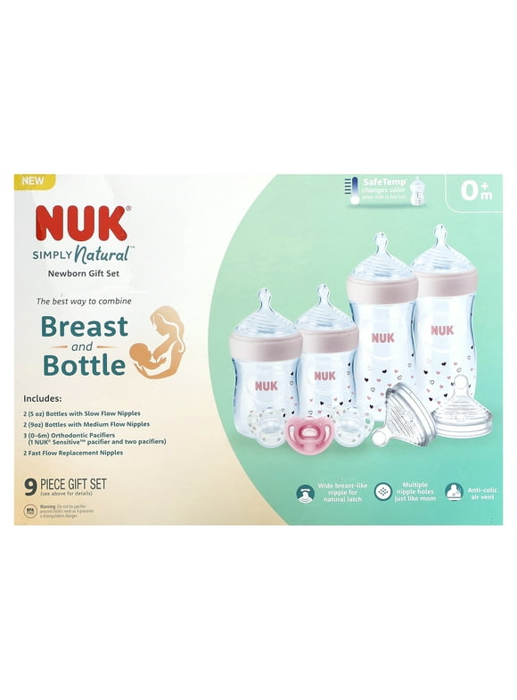 NUK Simply Natural Bottle Gift Set - Pink - 9pc