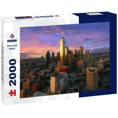 Noah Jigsaw Puzzle Dallas city skyline at sunset, Texas downtown, business center. Commercial zone in big city. View from Reunion Tower 2000 pieces