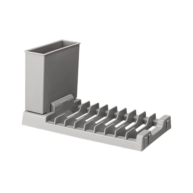 Escurridor de platos de acero inoxidable con soporte para utensilios y vasos – Organizador de cocina para fregadero o encimera – Escurridor antideslizante que ahorra espacio para platos, vasos y