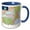 Blue/White, variant on 3drose, Image of New York Topographic Map with State Flag, 11oz Two-tone Green Mug