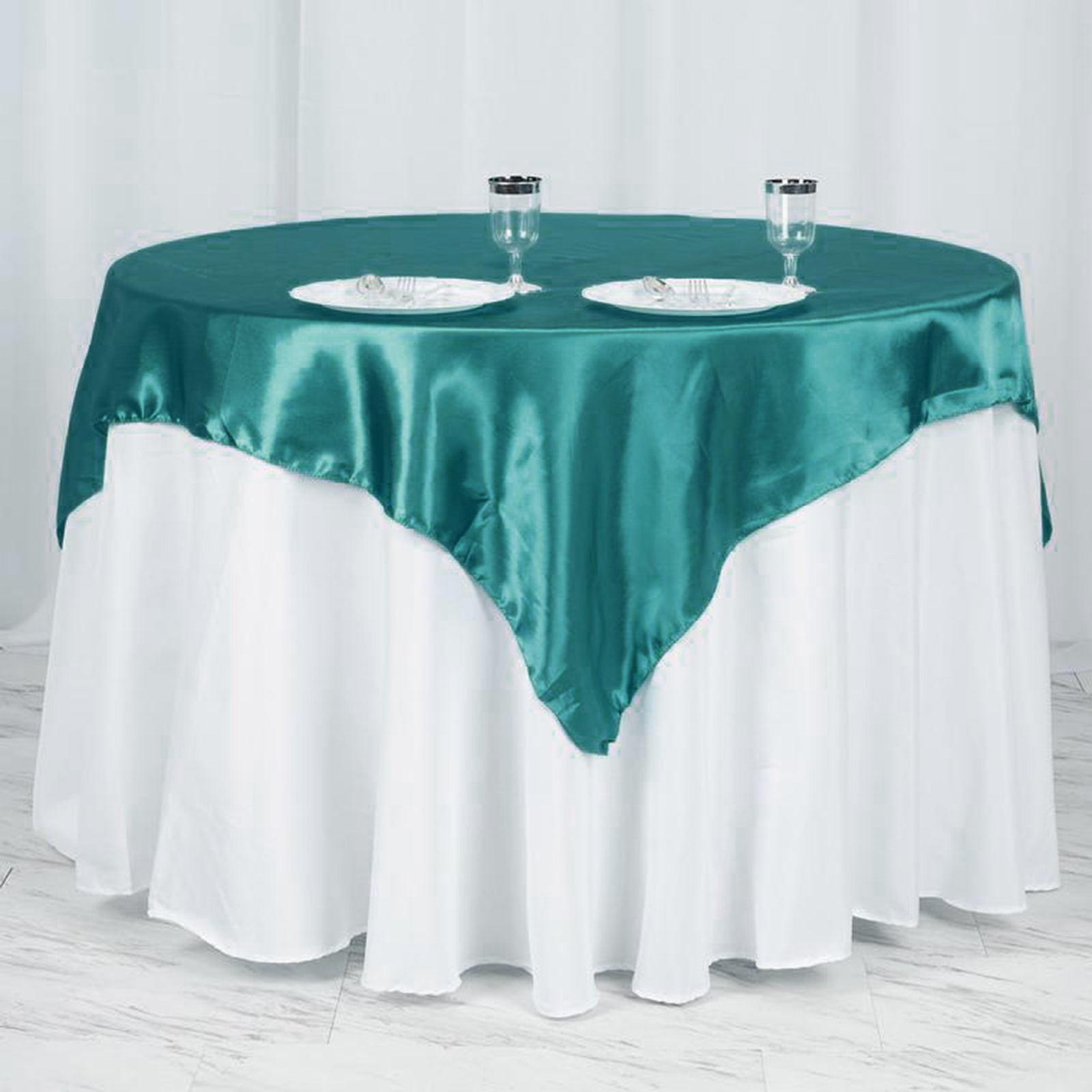 Efavormart 60" SATIN Square Tablecloth Overlay For Wedding Catering