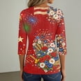 thumbnail image 6 of 4th of July Shirts Women American Flag 3/4 Sleeve Tops Henley V Neck Button Patriotic Shirts Memorial Day USA Blouse, 6 of 6