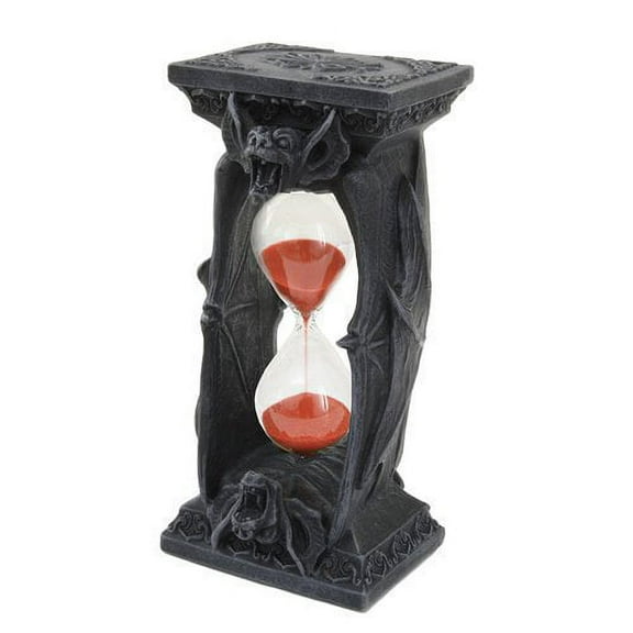 6.06 Inch Bat Wings Sand Timer Hourglass Resin Statue Figurine