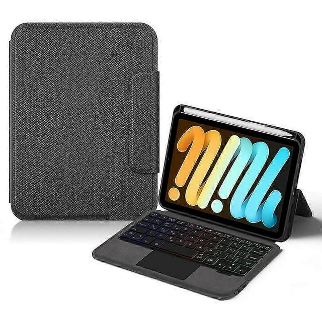 Type A For Ipad Mini (2024) Leather Case + Touchpad Bluetooth Keyboard With Backlit