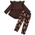 thumbnail image 2 of Lanbubble 1-5Y Toddler Girl 2-Piece Outfits Set Long Sleeve Ruffle Hem Top Floral Pants Fall Winter Kids Girl Clothes, 2 of 10