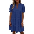 thumbnail image 6 of Fashion Beach Dresses for Womens Plus Size Summer Solid Short Sleeve V-Neck Lace Lightweight Maxi Wedding Guest Dresses, 6 of 8