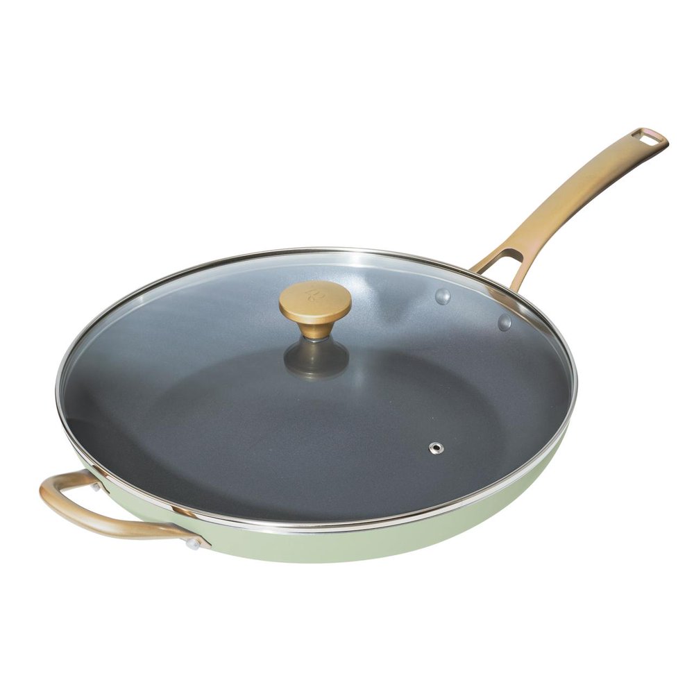 Beautiful 13" Covered Fry Pan, Sage Green by Drew Barrymore Walmart
