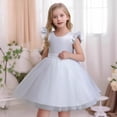 thumbnail image 2 of LUOGENLI Robe Élégante pour Fille, Manches Bouffantes, Tutu, Tenue Formelle pour Fille, Robe de Spectacle (Blanc Taille 9-10 Ans), 2 of 7