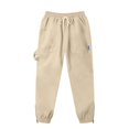 thumbnail image 6 of XAOFW Slim Fit Boys Cargo Pant With Elastic Drawstring Waist Solid Color Straight Leg Trousers Kids Back To School Jogger Pants Soft Bottom 13-14 Years, 6 of 7