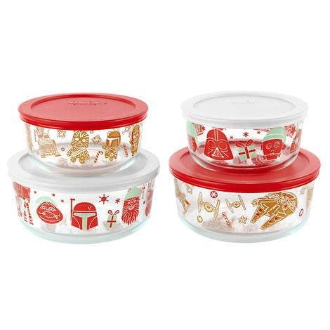 Pyrex Kitchen | Star Wars Christmas Holiday 8 Piece Pyrex Glass Food Storage Set | Color: Green/Red | Size: Os | Xtinax27's Closet
