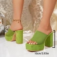 thumbnail image 2 of SACFOF Women's Chunky Platform Sandals Block Heel - Slip On Elastic Band Dressy Shoes Square Toe Comfort Soles, 2 of 6