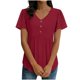 thumbnail image 1 of Camiseta de Encaje de Manga Corta de Cuello Alto para las Mujeres Muñeca de Manga Corta Botón para las Mujeres, Cintura Cinching V-Cuello de Verano Top, 1 of 9