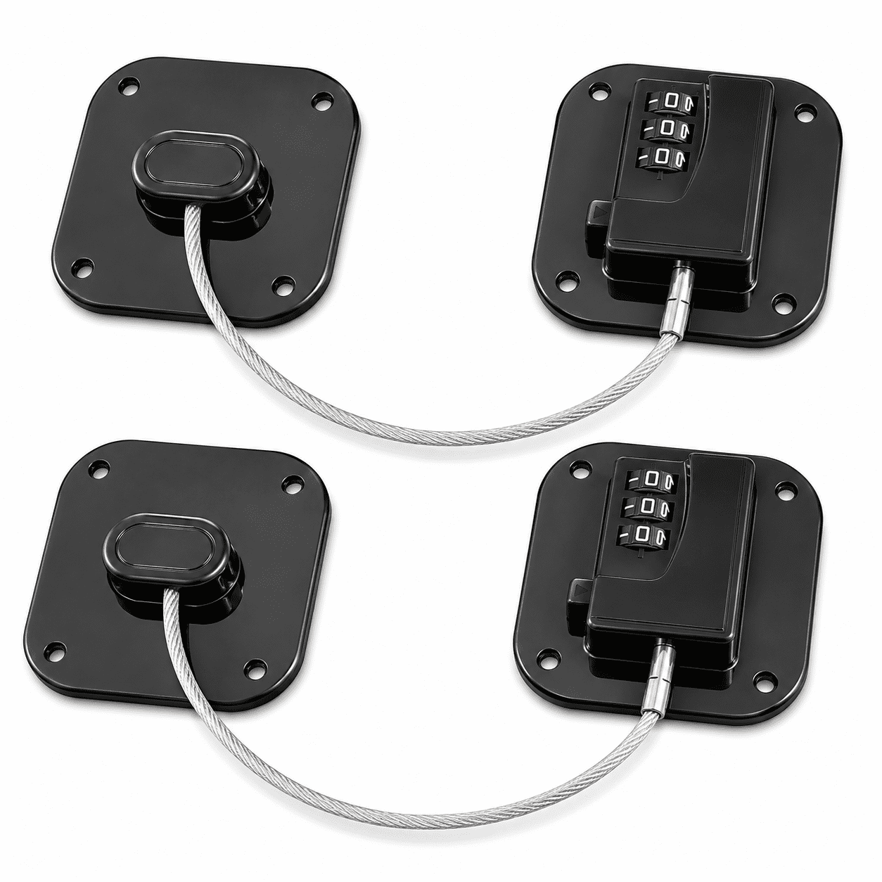 2-Pack Cabinet Locks For Babies – Drawer Fridge Window Password Lock With Resettable Code (Black)