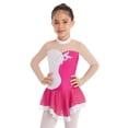 thumbnail image 2 of renvena Kids Girls Mesh Long Sleeve Rhinestone Leotard Dress Figure Ice Skating Ballet Dance Dress, 2 of 7