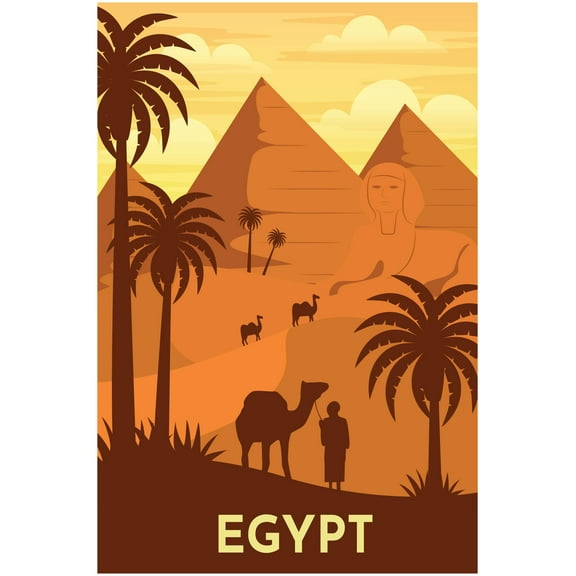 EzPosterPrints - Retro World Famous City Posters - Decorative, Vintage, Retro, Grunge Travel Poster Printing - Wall Art Print for Home Office - EGYPT, EGYPT - 12X18 inches