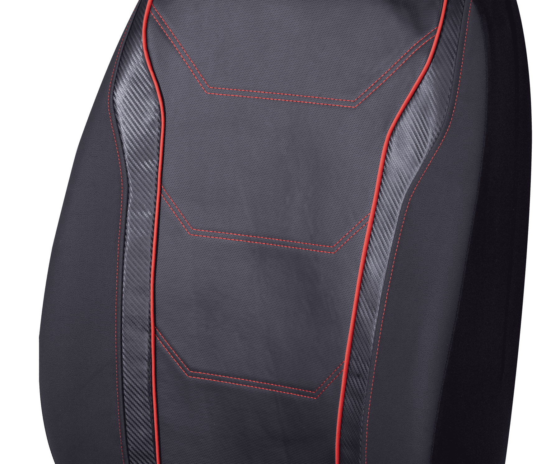 Auto Drive 2Piece Car Seat cover Carbon Fiber Black with Piping - Universal Fit, 23SC172