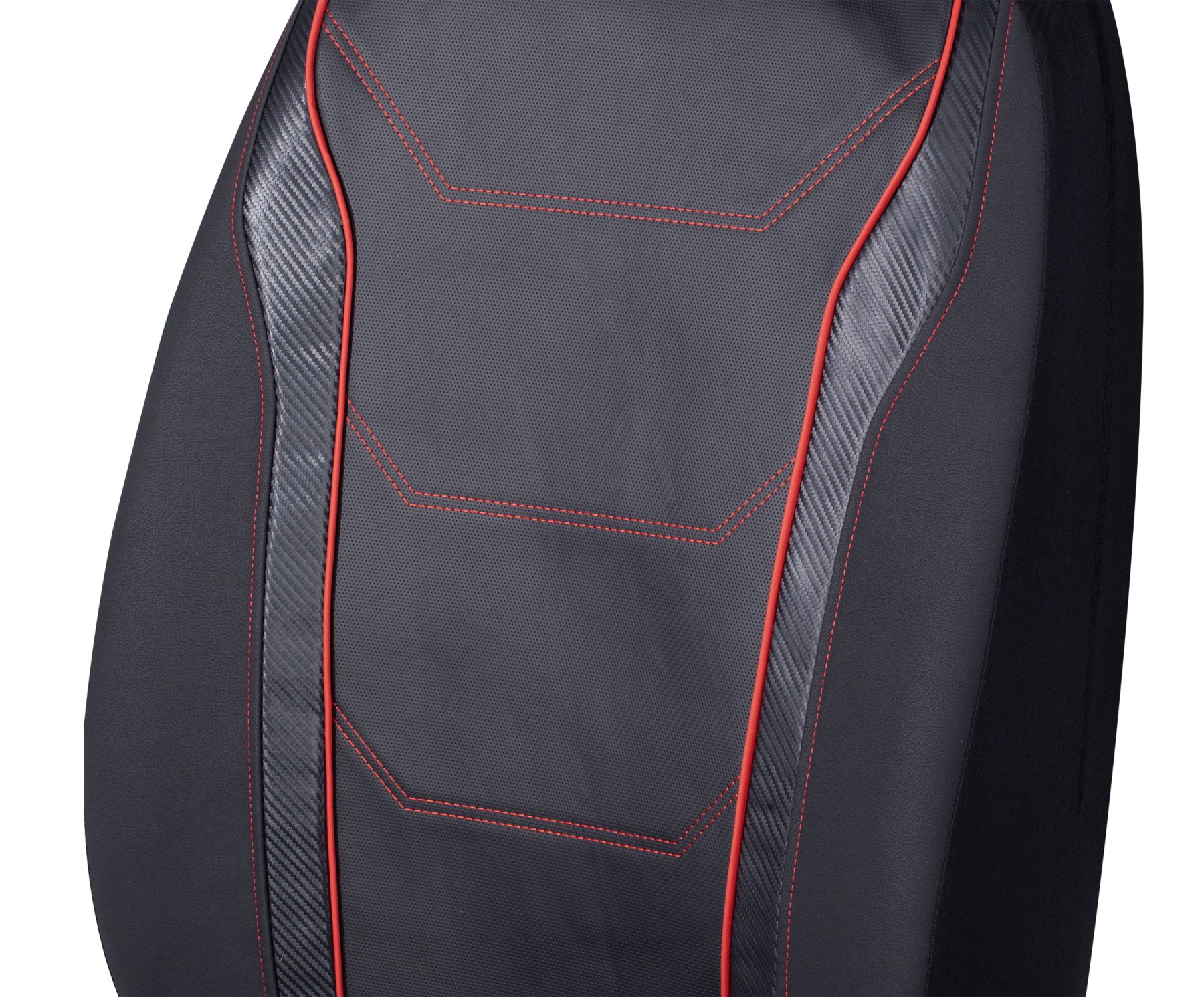 AUTO DRIVE 2PIECE CAR SEAT COVER CARBON FIBER BLACK WITH PIPING – UNIVERSAL FIT, 23SC172