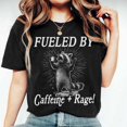 thumbnail image 6 of Fueled By Caffeine Rage T-Shirt, Funny Feral Raccoon Shirt, Angry Raccoon Meme Graphic Tee, 6 of 8