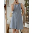 thumbnail image 4 of ZANZEA Women Sleeveless Crew Neck Dress Back Button Loose Knee Length Dress, 4 of 7