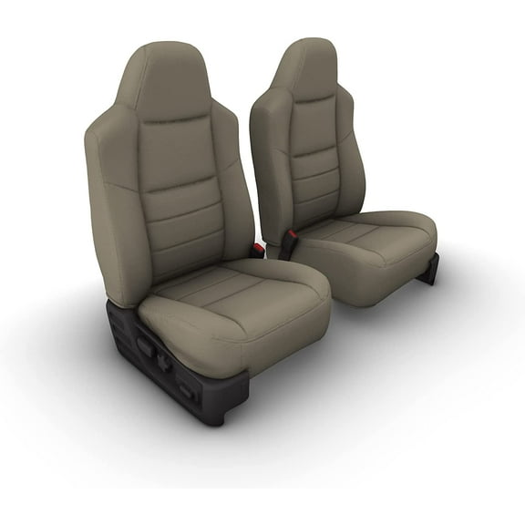 F89 Pickup 1999-2001 F150-F550 Front High Back Captain Chairs with Molded Headrests and 1 Armrest Per Seat in Camo Endura
